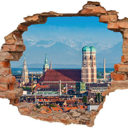 Wandaufkleber Wandtattoo in Form eines Wanddurchbruchs  von München als Hauptbild
