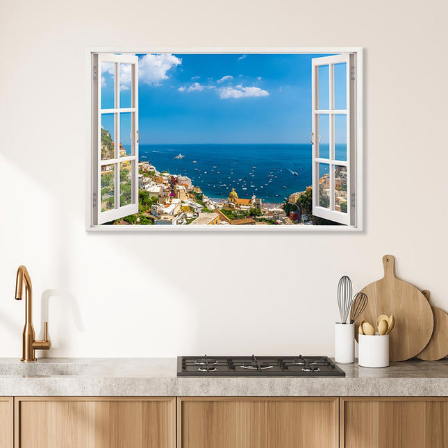 Leinwandbild Fensterblick "Amalfiküste"