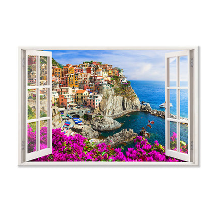 Leinwandbild Fensterblick "Cinque Terre"