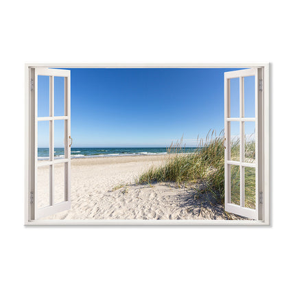 Leinwandbild Fensterblick "Ostsee Strand"