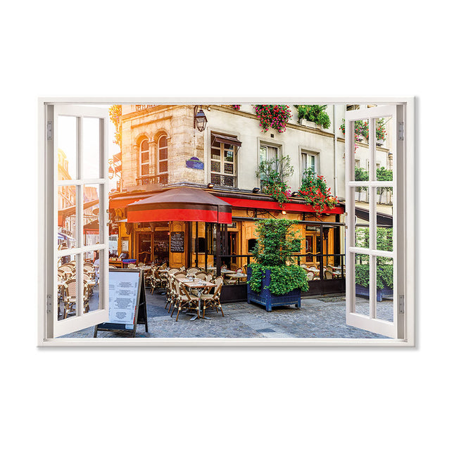 Leinwandbild Fensterblick "Café Paris"