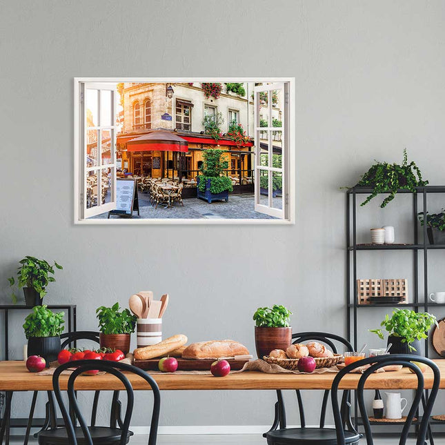 Leinwandbild Fensterblick "Café Paris"