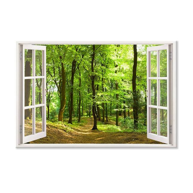 Leinwandbild Fensterblick "Wald"