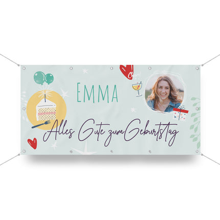 Geburtstagsbanner Cheers - personalisieren mit Namen und Foto