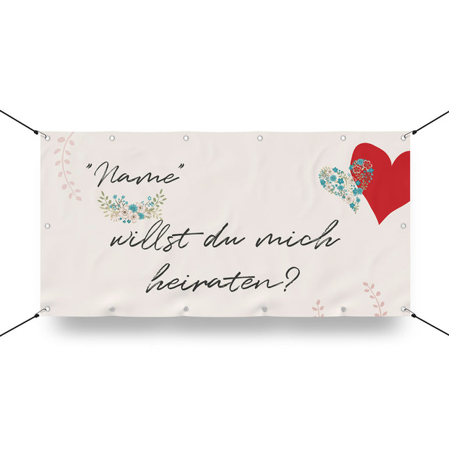 Banner Heiratsantrag Vintage - personalisieren mit Namen