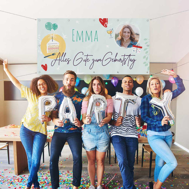 Geburtstagsbanner Cheers - personalisieren mit Namen und Foto