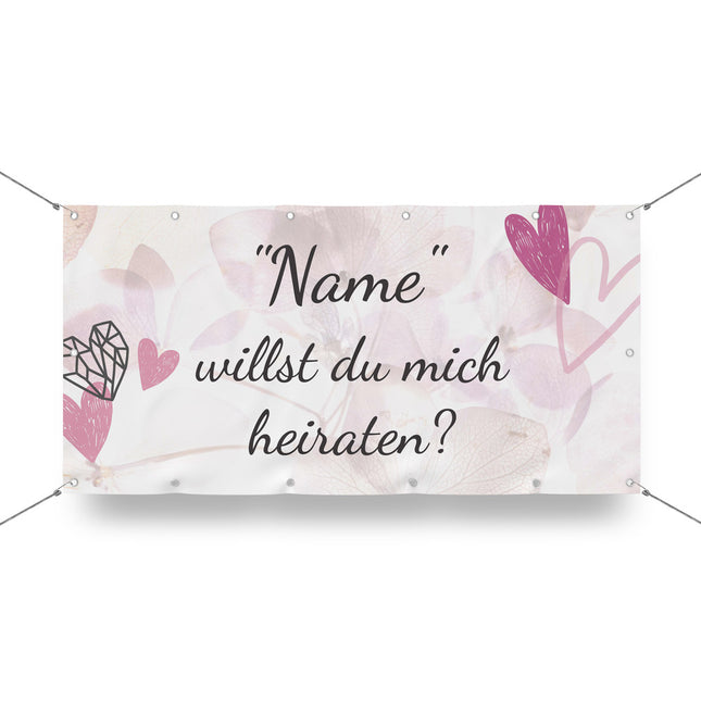 Banner Heiratsantrag Blüten - personalisieren mit Namen