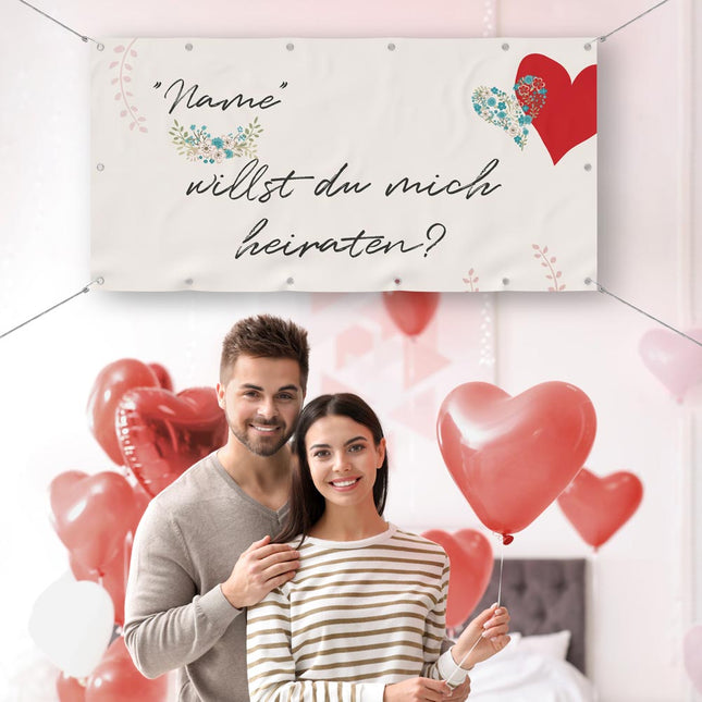 Banner Heiratsantrag Vintage - personalisieren mit Namen