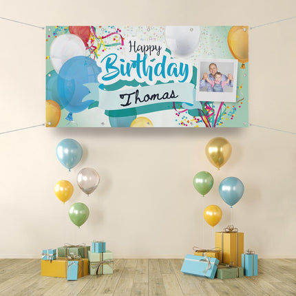 Geburtstagsbanner Ballons - personalisieren mit Namen und Foto
