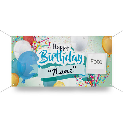 Geburtstagsbanner Ballons - personalisieren mit Namen und Foto