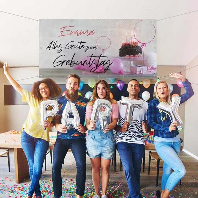 Geburtstagsbanner Sweet Pink - personalisieren mit Namen