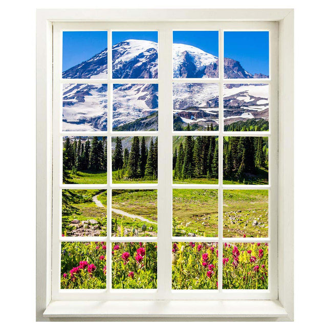 Wandtattoo - Fensterblick<br/>"Berge und Wildblumen"