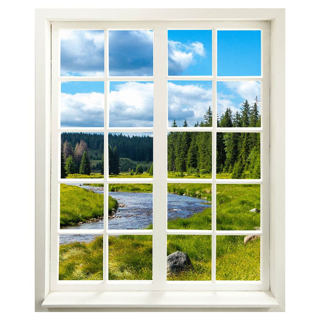 Wandtattoo - Fensterblick "Berge und Fluss"