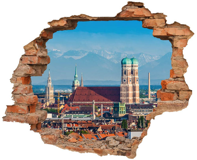 Wandaufkleber Wandtattoo in Form eines Wanddurchbruchs  von München als Hauptbild