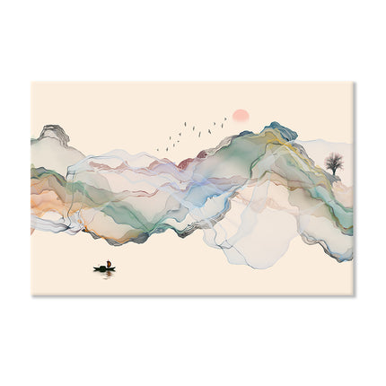 Leinwandbild mit abstrakter Aquarell Tintenlandschaft 