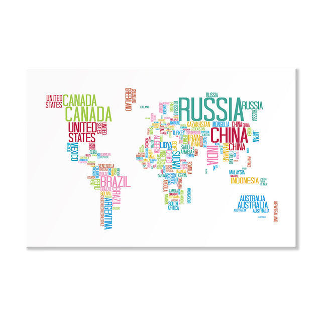 Leinwandbild "Ländernamen Weltkarte"