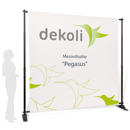 Messedisplay Pegasus 240x240cm als größte Option mit Textilbanner jetzt bei dekoli.de