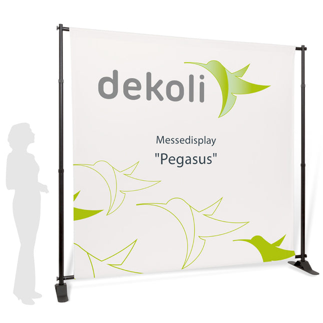 Messedisplay Pegasus 240x240cm als größte Option mit Textilbanner jetzt bei dekoli.de