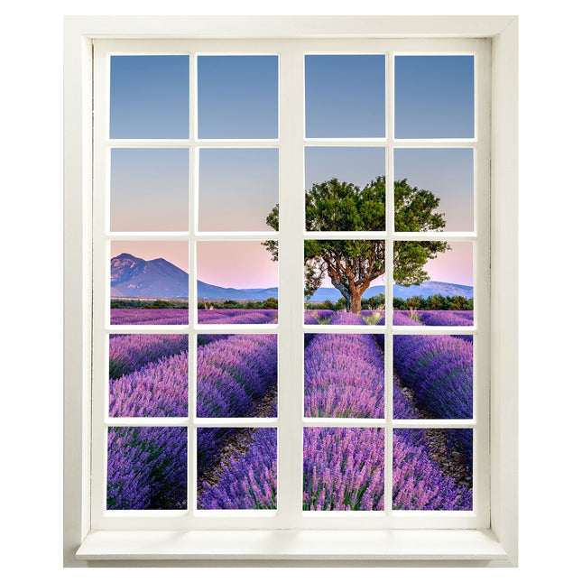 Wandaufkleber Fensterblick "Lavendelfeld" Hauptansicht"