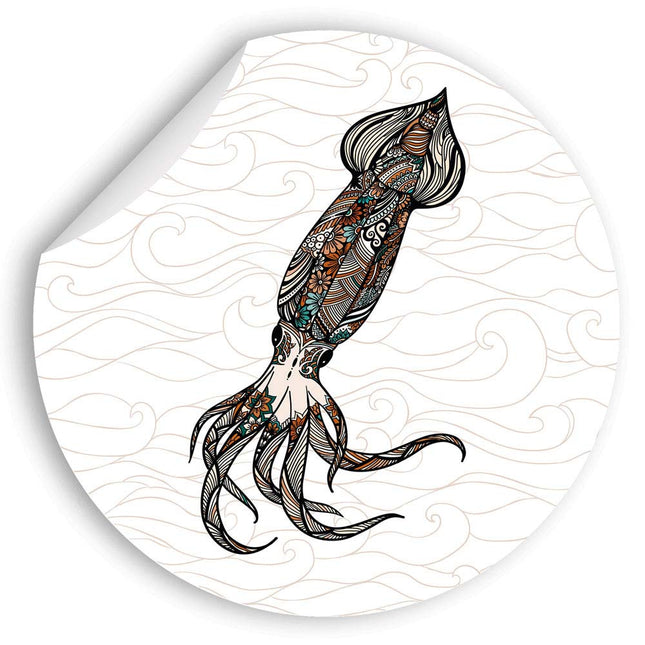 Wandaufkleber rund "Tintenfisch Mandala" Hauptansicht